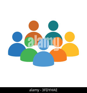 Colorful Stylized People Icons Representing Teamwork Community and Social Diversity Vector on white background isolated Stock Vector