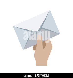 Hand Holding a White Paper Envelope for Mail Delivery and Communication Vector Illustration on white background isolated Stock Vector