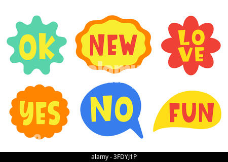 Comic Chat Sticker collection. Speech Clouds set Stock Vector