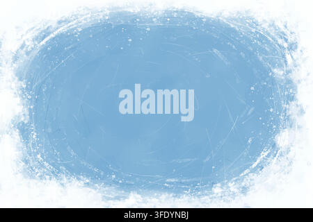 Grunge Winter Blue Background with Snow Falling Border. Hand drawn blue frosty holiday abstract backdrop. December seasonal vector frame rough overlay Stock Vector