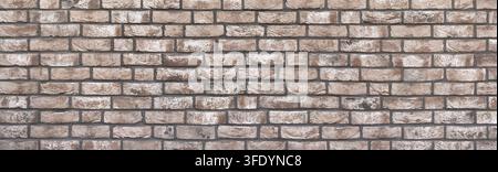 Wall panorama made of rectangular stones with abstract brown white pattern Stock Photo