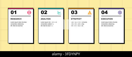 Four Step Business Process Infographic Template with Bold Modern Cards Stock Vector
