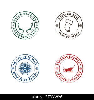 Christmas Holiday Postal Stamps Vector Collection. Stock Vector
