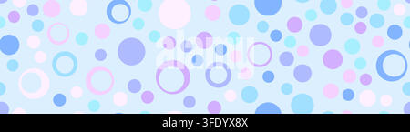Polkadot seamless pattern. Wide abstract background with blue and pink pastel random circles polka dot texture. Vector illustration Stock Vector