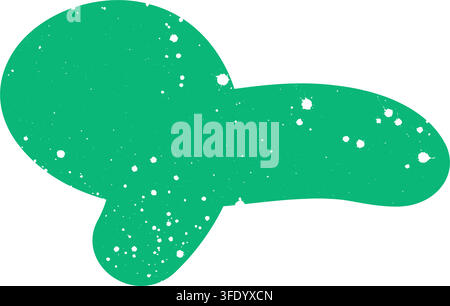 Hand drawn doodle abstract scribble green curved shape. Simple textured noise effect isolated white background item Stock Vector