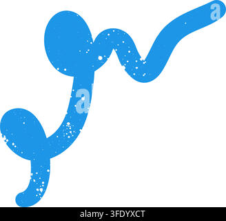 Hand drawn doodle abstract scribble blue shape. Simple textured noise effect isolated white background item Stock Vector