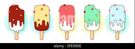 Ice cream scoop, popsicle set Stock Vector
