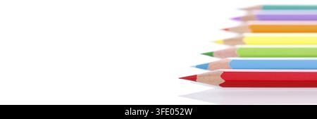 Colorful pencils isolated over white background close up macro Stock Photo