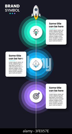 Infographic template with icons and 3 options or steps. Vertical line. Can be used for workflow layout, diagram, banner, webdesign. Vector illustratio Stock Vector