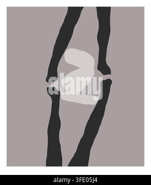 Minimalist Abstract Geometric Shapes in Black and Neutral Gray, Contemporary Modern Wall Art Poster Hand Drawn Vector Illustration Stock Vector