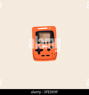 Retro Handheld Game Console Vector Illustration, Vintage Portable Gaming Device, Nostalgic 90s Y2K Technology in Colorful Cartoon Style Stock Vector