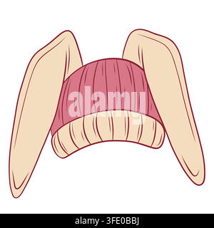Vector illustration of a pink hat with long bunny ears Stock Vector