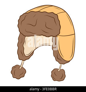 Vector illustration of warm winter ushanka hat with pompons Stock Vector