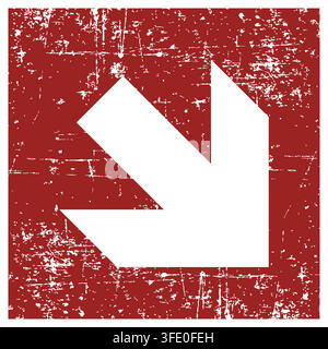 ISO 7010 fire protection directional arrow sign pointing diagonally down right. Stock Vector