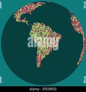fauvism tropic fauvism south america world map rendered as art movement with dots and strokes across art movements from Bauhaus to Glitch for wall art Stock Vector