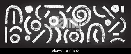 Abstract geometric curves and flowing lines create artistic shapes with organic texture vector illustration set. Stock Vector