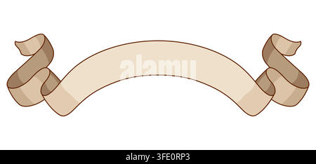 Old realistic scroll ribbon. Decorative paper swirl banner. Stock Vector