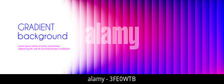 Abstract gradient banner background with vibrant pink, purple, and blue glass effect vertical stripes, modern colorful technology header with copy spa Stock Vector