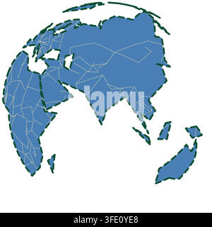 simplified silhouette world map in silhouette navy south asia palette featuring bold angular coastlines with solid fills and contours for poster decor Stock Vector