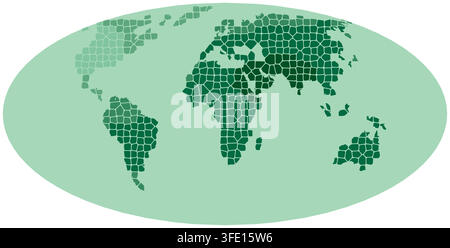 abstract emerald africa urban grid world map showing city-block street parcels and organic road networks for print decor poster poster print design Stock Vector