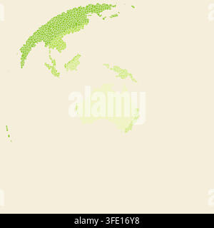 urban countryside australia world map rendered as urban grid with city-block street parcels and organic road networks for wall art poster print Stock Vector