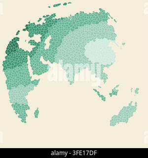 abstract urban countryside south asia urban grid world map showing city-block street parcels and organic road networks for print decor display framed Stock Vector