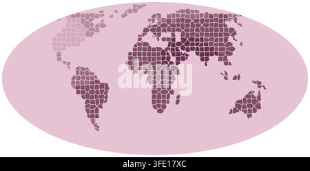 abstract urban plum africa urban grid world map showing city-block street parcels and organic road networks for print decor framed poster poster print Stock Vector
