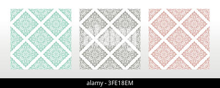 Wallpapers in the style of Baroque.. Set of colored floral ornaments. Seamless vector backgrounds Graphic patterns for fabric, wallpaper, packaging. Ornate Damask flower illustration Stock Vector
