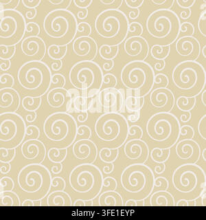 Seamless beige Asian pattern elegant spiral clouds Stock Vector