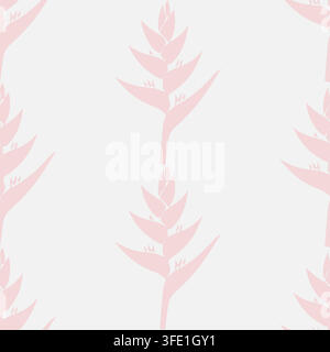 Seamless pattern with stylized tropical flower elements in soft pastel pink tones Stock Vector