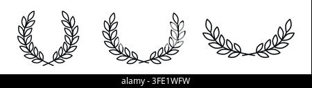 Laurel wreath outline vector icon set Stock Vector