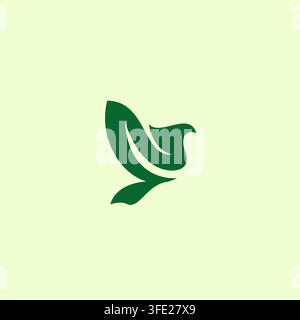 Bird Leaf Logo Vector Illustration. Bird Organic Icon Design Stock Vector