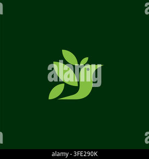 Bird Leaf Logo Vector Illustration. Bird Organic Icon Design Stock Vector