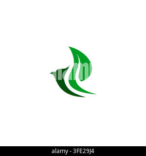 Bird Leaf Logo Vector Illustration. Bird Organic Icon Design Stock Vector