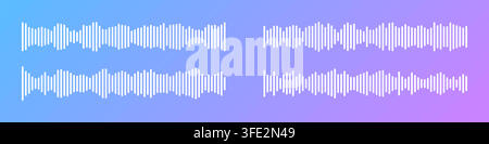 Podcast audio soundwave set with music frequency waveform icons. Stock Vector