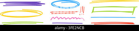 Hand drawn underline strokes with brush pen and marker effects. Stock Vector