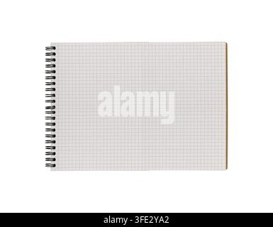 Open spiral notepad with clean white pages and kraft cover isolated on background. Ideal mockup for school supplies, office stationery, or planner des Stock Photo