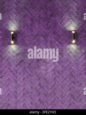 Elegant home decor concept showing deep Purple tiled surface with symmetry and accent lighting. Great for luxury real estate marketing and professiona Stock Photo