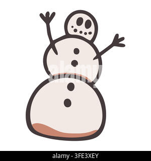 Cute snowman vector illustration. Cheerful winter character clipart isolated on white background Stock Vector