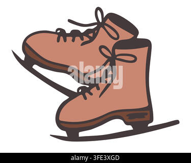 Ice skates. Vintage figure skating boots clipart isolated on white background. Vector illustration Stock Vector