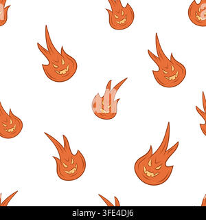 Seamless vector pattern with orange Halloween flames Stock Vector
