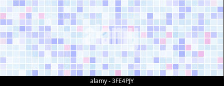 Blue and pink tile background, seamless pastel mosaic pattern of ceramic squares, flat wall texture for bathroom. Stock Vector