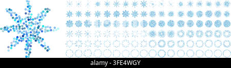 Set of blue confetti stars icons. Star shapes collection. Shiny simple stars pack. Christmas star objects isolated on transparent bg. Vector png Stock Vector