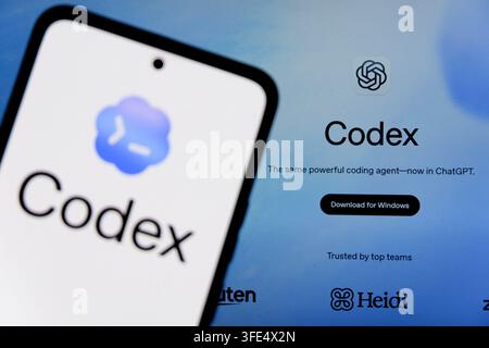 Bandung, West Java, Indonesia. 3rd Sep, 2026. In this photo illustration, the OpenAI's AI coding agent Codex logo is seen displayed on a smartphone screen and OpenAI Codex Website in the background. (Credit Image: © Algi Febri Sugita/ZUMA Press Wire) EDITORIAL USAGE ONLY! Not for Commercial USAGE! Stock Photo
