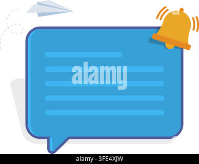 speech bubble icon with alert bell symbol for message notification interface design elements isolated on white background Stock Vector