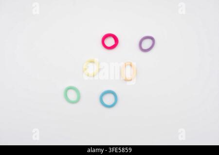 Multicolor Elastic Hair Ties Isolated Stock Photo