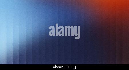Abstract gradient background with fading vertical stripes, blending blue and orange colors with grain Stock Photo
