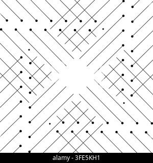 Geometric line patterns and dots on a white background. Ideal for modern designs and templates. Seamless pattern and copy space. Stock Vector