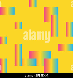 An abstract geometric design with a gradient effect. Space for text. Gradient squares on a yellow background. Stock Vector