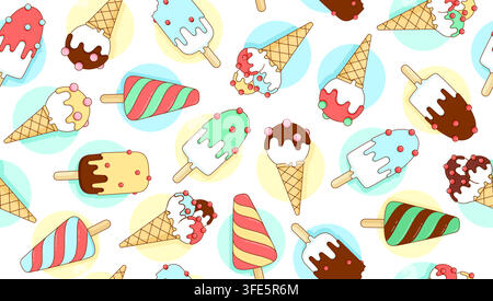 Ice cream scoop, seamless pattern Stock Vector